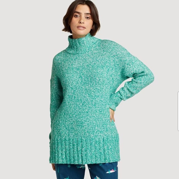 Eddie Bauer Funnel Neck Sweater Cozy Rest & Repeat Women’s Medium Pink Stripe - Picture 2 of 9